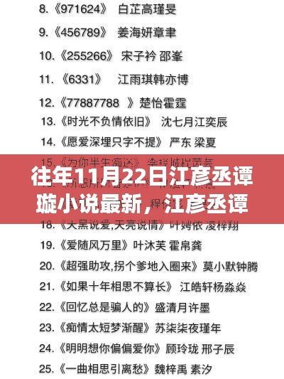 历年11月22日江彦丞谭璇小说的深度回顾与最新进展影响