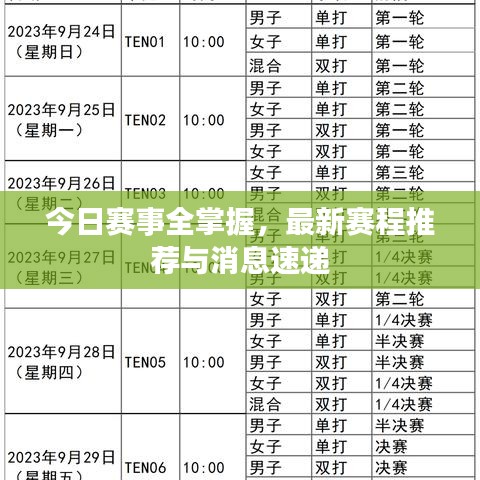 今日赛事全掌握，最新赛程推荐与消息速递